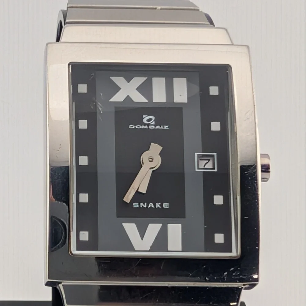 Dom Baiz Snake Watch Mens Silver Stainless Steel Italian Design 0981 Date Window